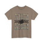 Touchdown Football Tee — Camo Lettering & Checkerboard Graphic