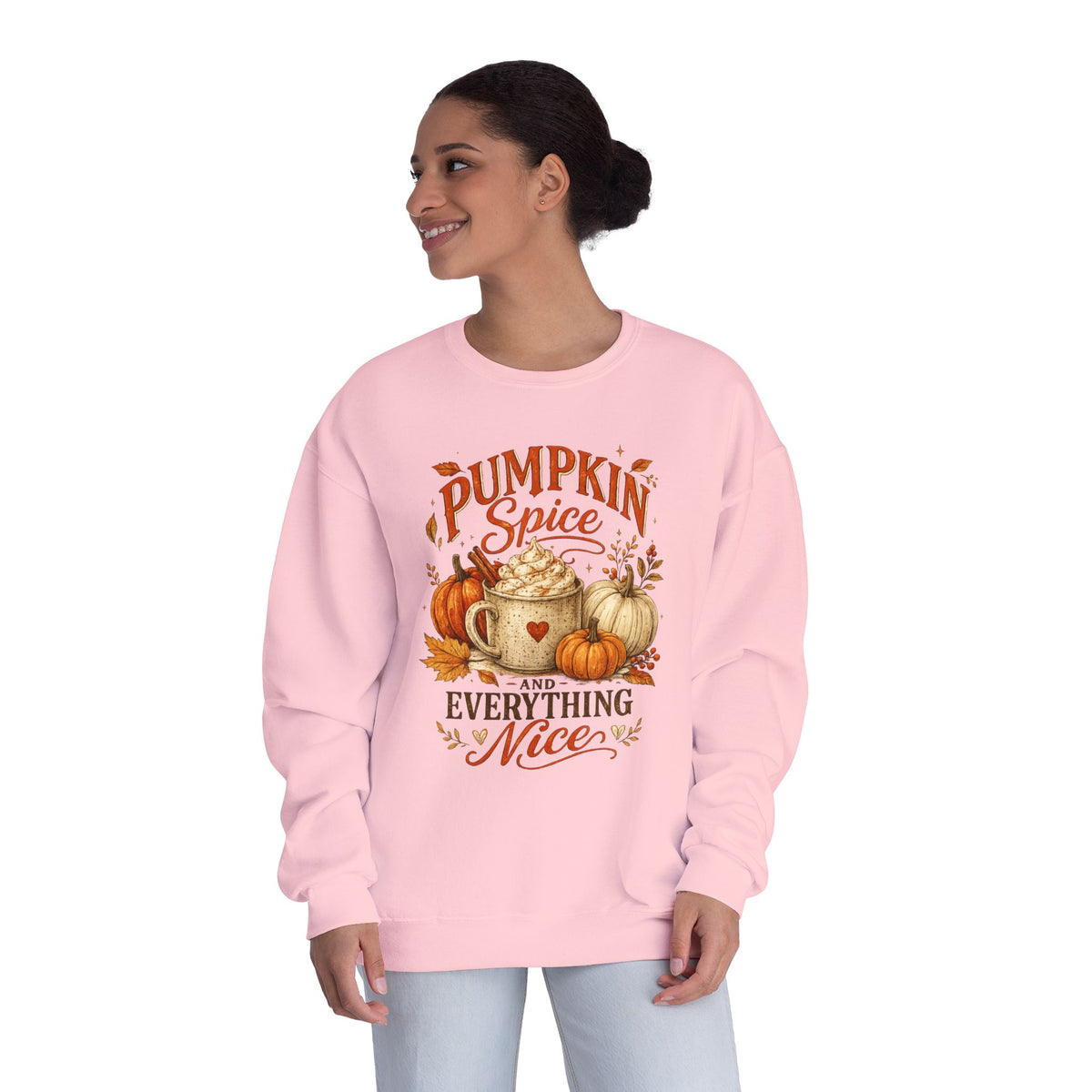 Pumpkin Spice Crewneck Sweatshirt — "Pumpkin Spice and Everything Nice" Fall Graphic
