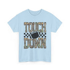 Touchdown Football Tee — Camo Lettering & Checkerboard Graphic