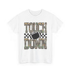 Touchdown Football Tee — Camo Lettering & Checkerboard Graphic
