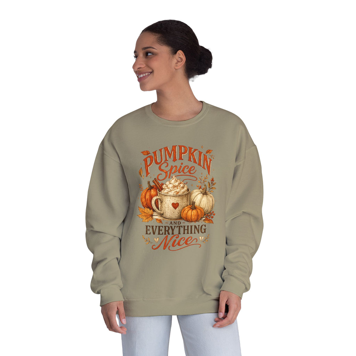 Pumpkin Spice Crewneck Sweatshirt — "Pumpkin Spice and Everything Nice" Fall Graphic