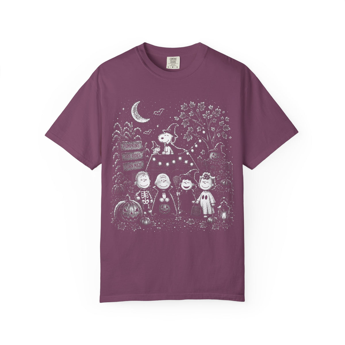 Halloween Character Night T-Shirt — Cute Spooky Peanuts-Style Illustration