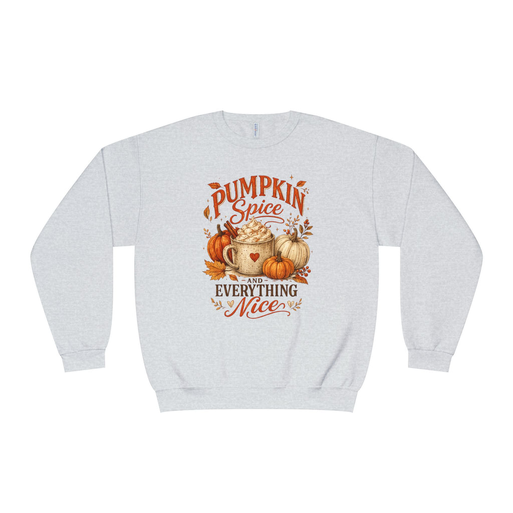 Pumpkin Spice Crewneck Sweatshirt — "Pumpkin Spice and Everything Nice" Fall Graphic