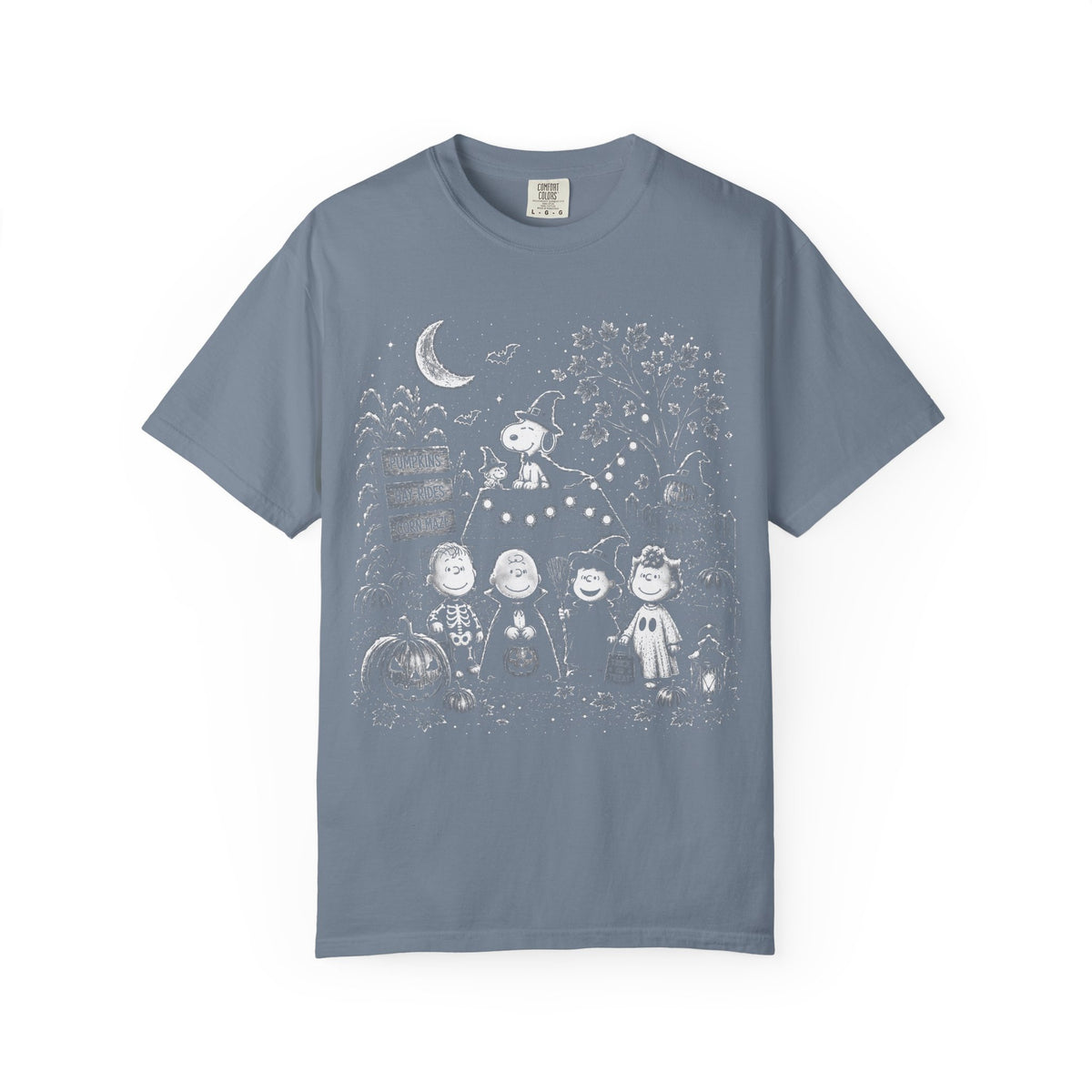 Halloween Character Night T-Shirt — Cute Spooky Peanuts-Style Illustration