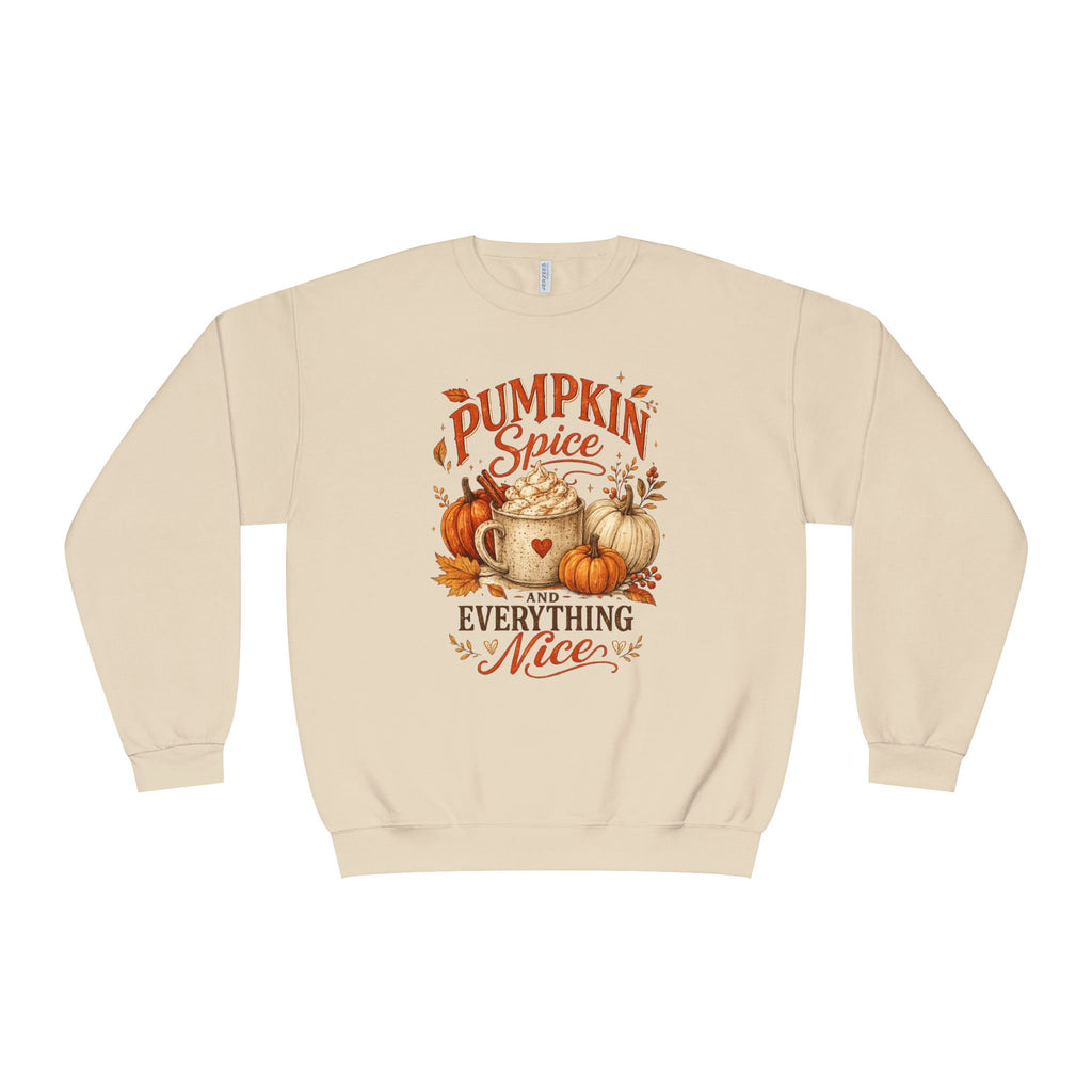 Pumpkin Spice Crewneck Sweatshirt — "Pumpkin Spice and Everything Nice" Fall Graphic