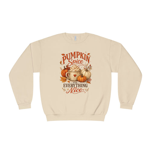 Pumpkin Spice Crewneck Sweatshirt — "Pumpkin Spice and Everything Nice" Fall Graphic