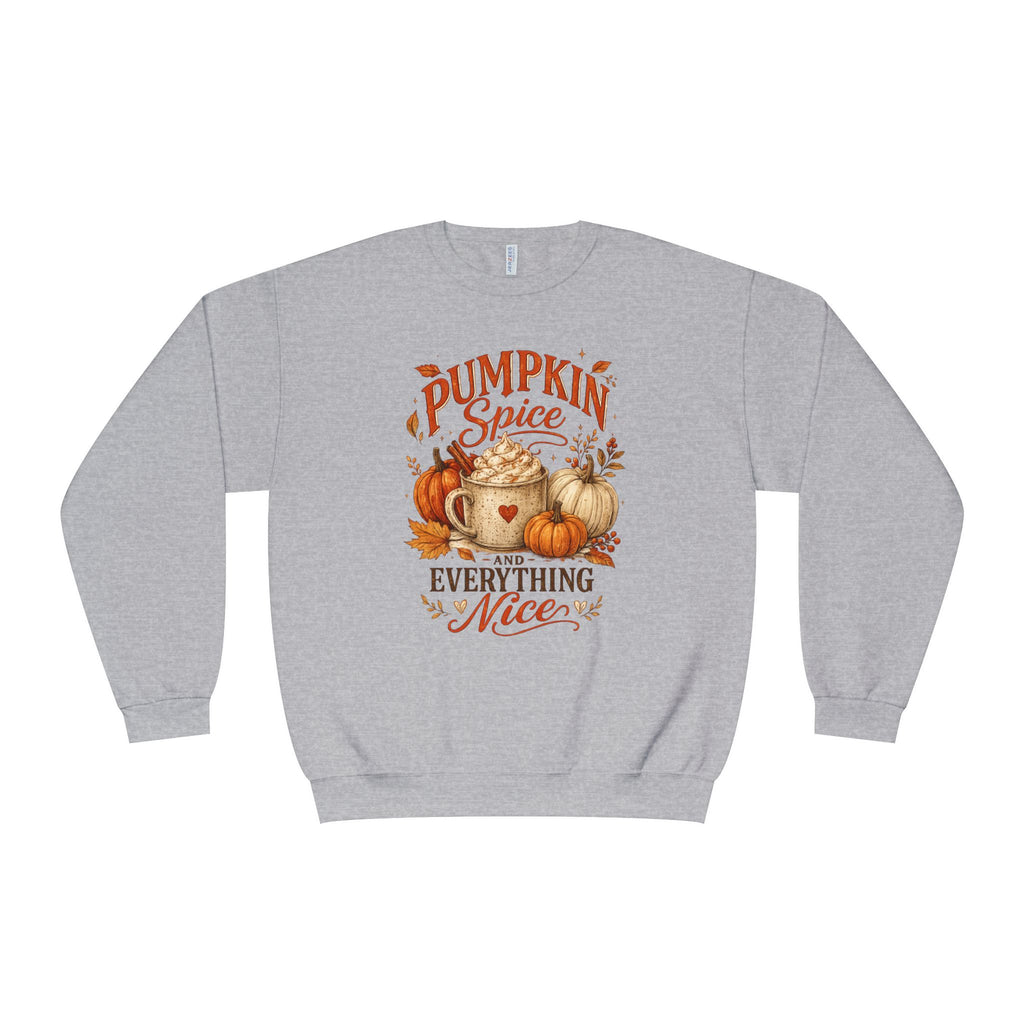 Pumpkin Spice Crewneck Sweatshirt — "Pumpkin Spice and Everything Nice" Fall Graphic