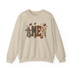 Amen Fall Crewneck Sweatshirt — Autumn Leaves Christian Graphic Pullover