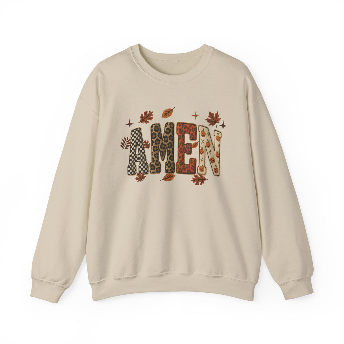 Amen Fall Crewneck Sweatshirt — Autumn Leaves Christian Graphic Pullover