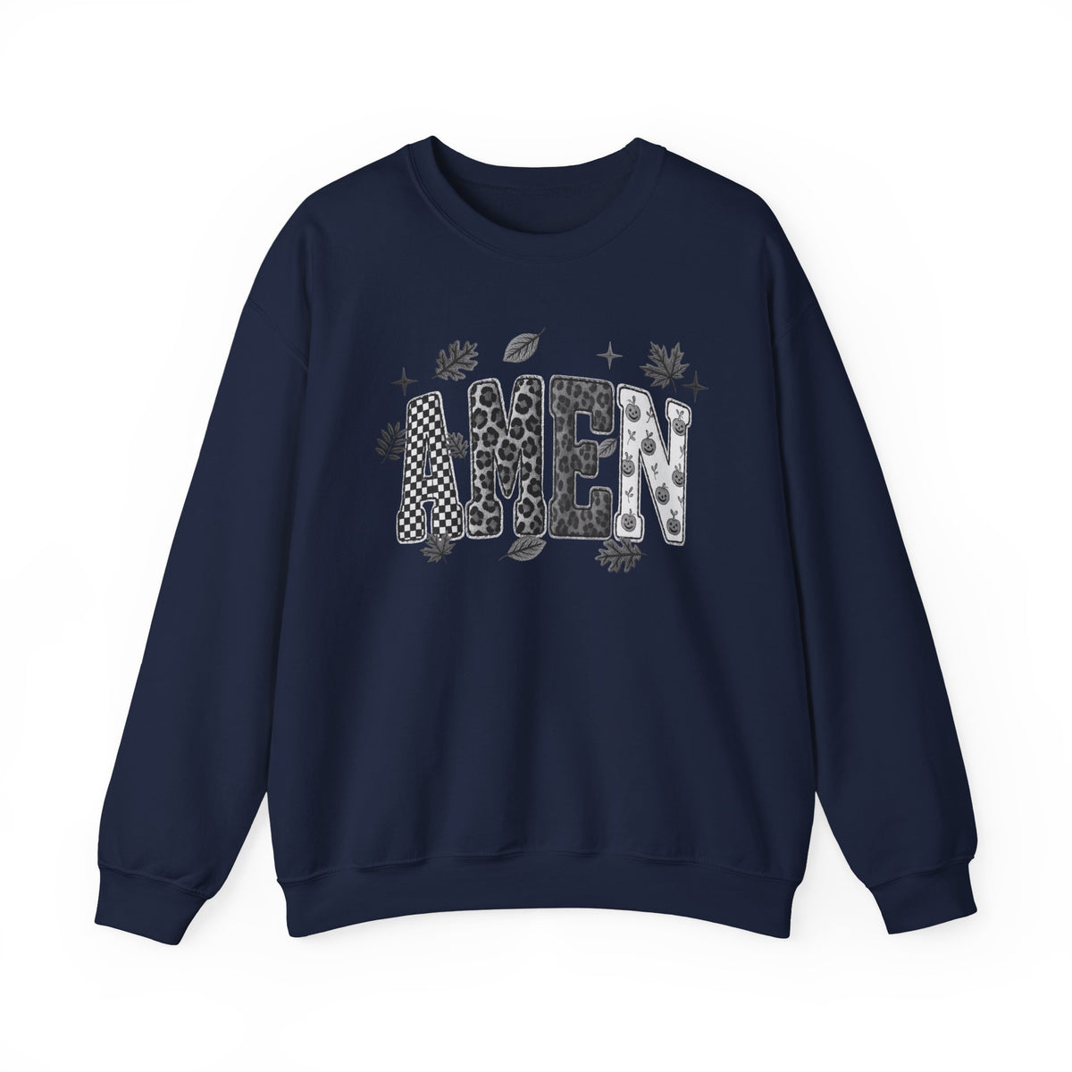 Amen Fall Crewneck Sweatshirt — Autumn Leaves Christian Graphic Pullover