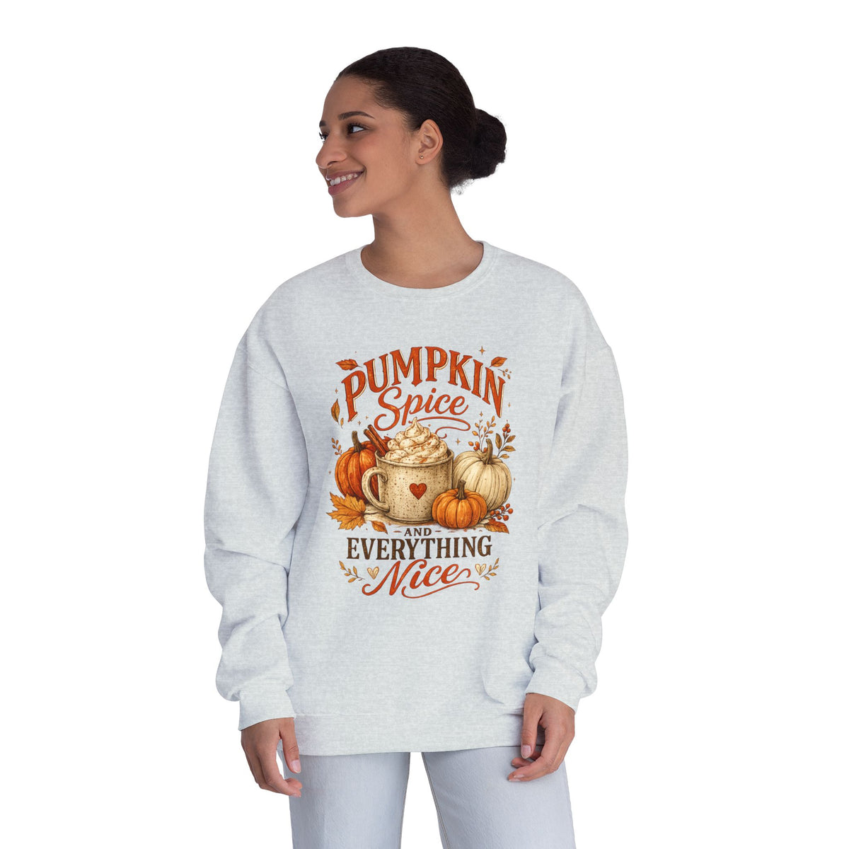 Pumpkin Spice Crewneck Sweatshirt — "Pumpkin Spice and Everything Nice" Fall Graphic