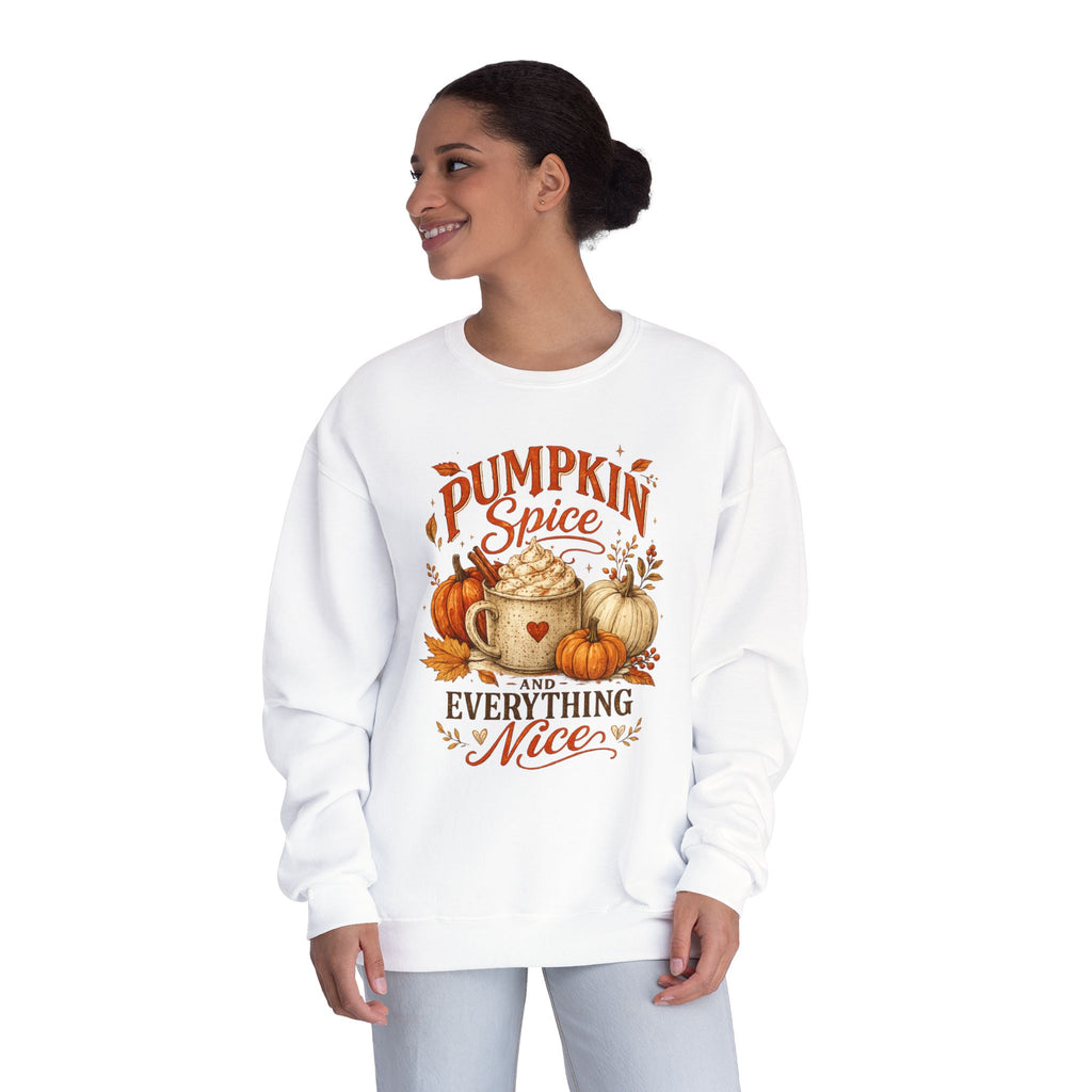 Pumpkin Spice Crewneck Sweatshirt — "Pumpkin Spice and Everything Nice" Fall Graphic