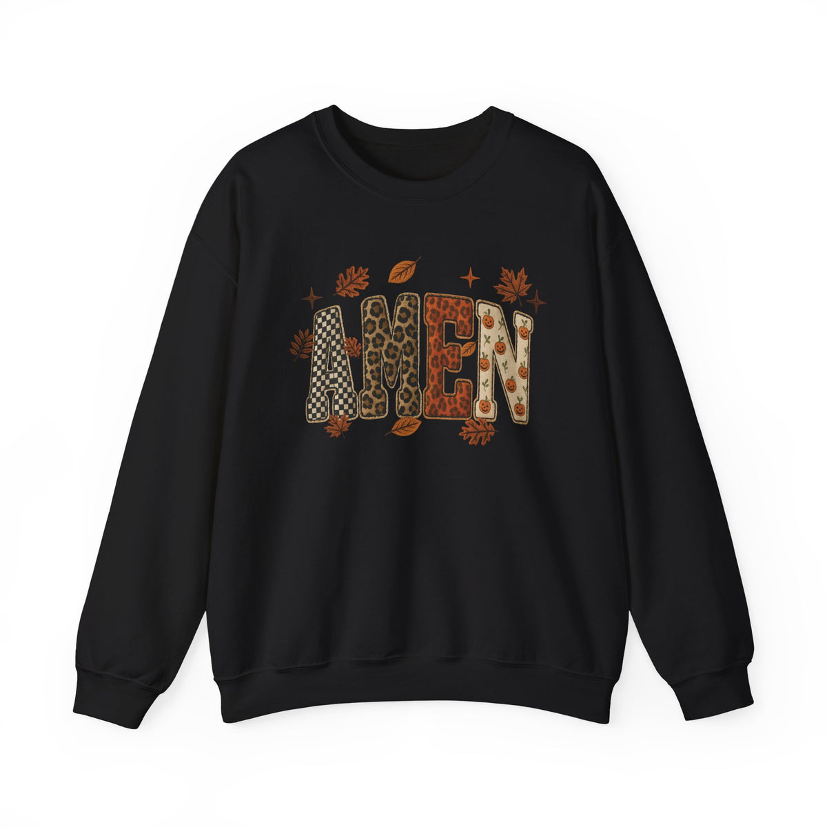 Amen Fall Crewneck Sweatshirt — Autumn Leaves Christian Graphic Pullover