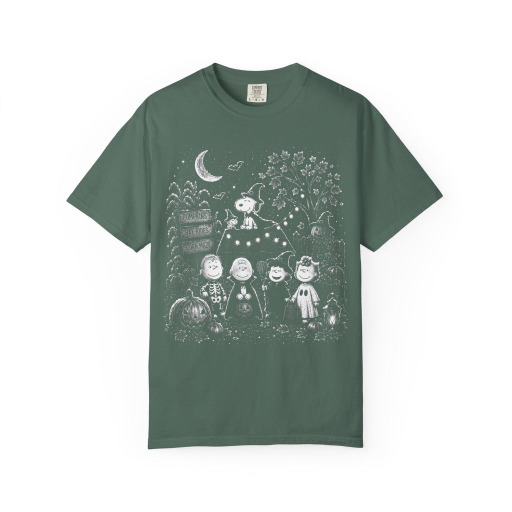 Halloween Character Night T-Shirt — Cute Spooky Peanuts-Style Illustration