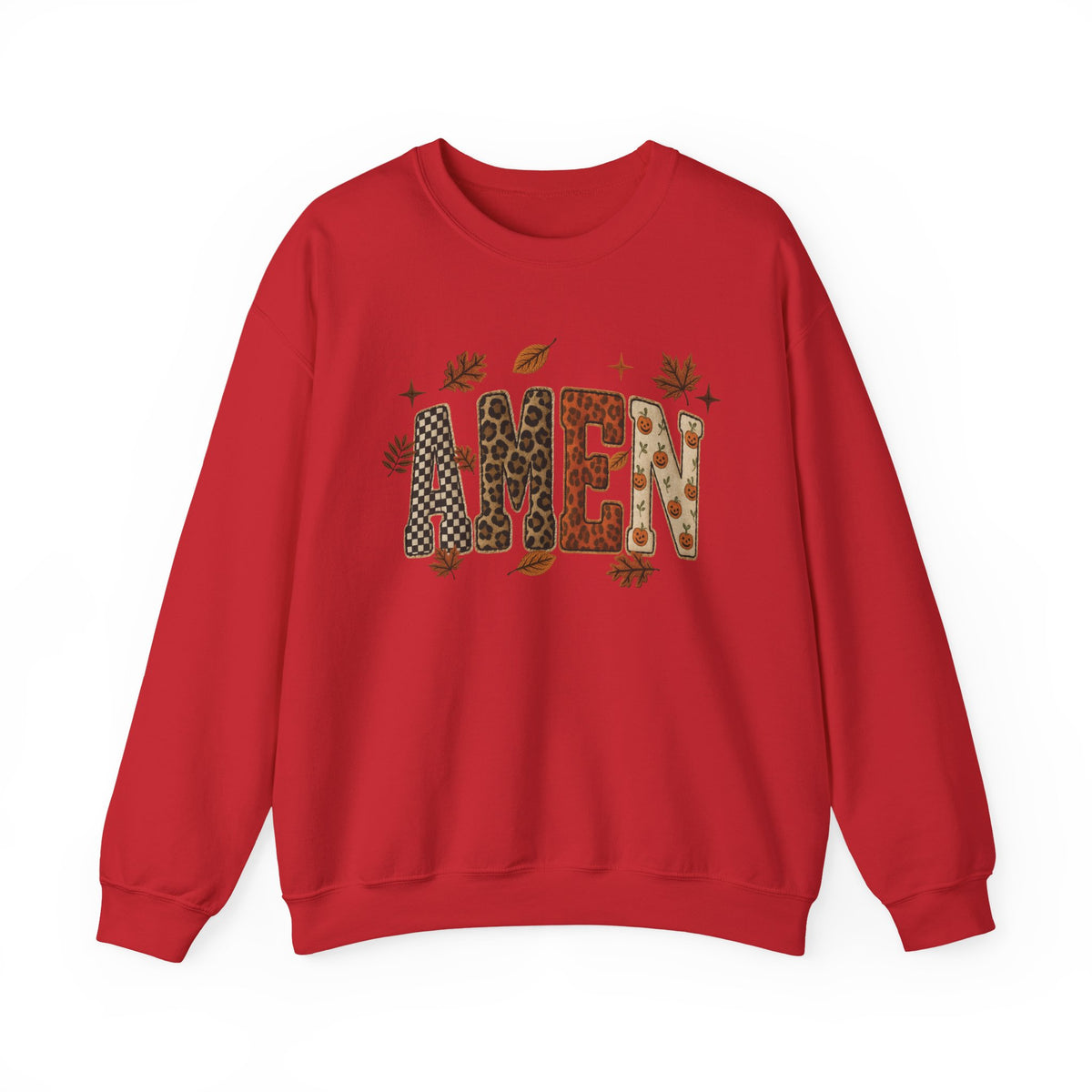 Amen Fall Crewneck Sweatshirt — Autumn Leaves Christian Graphic Pullover